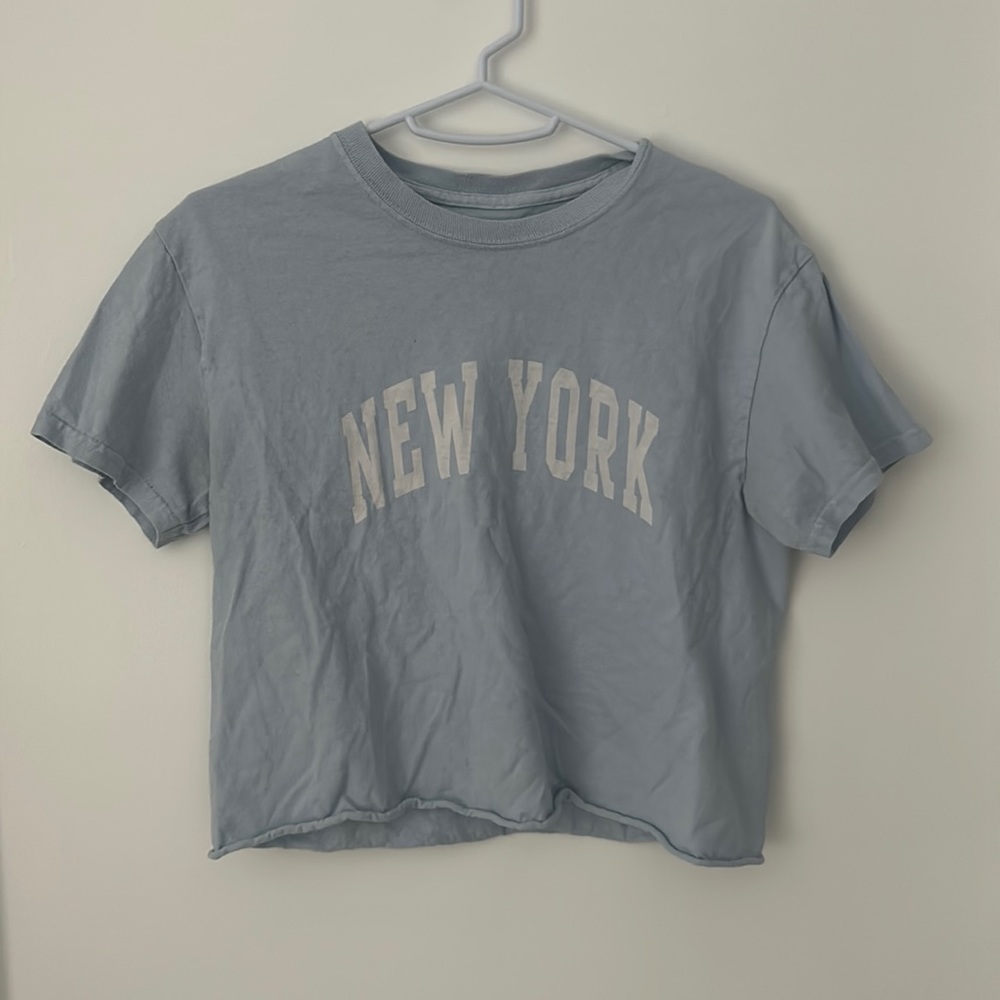 John Galt Light Blue Raw Hem New York T-Shirt
